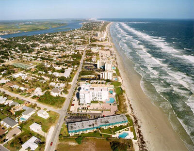 Aerial view of New Smyrna Beach and Hope Avenue